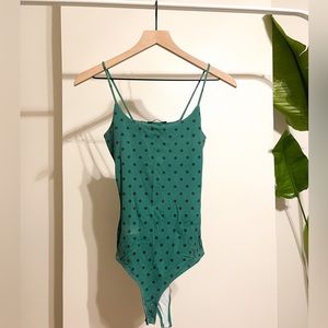 COPY - Zara - Green and Black Polka Dot Bodysuit - Size Small